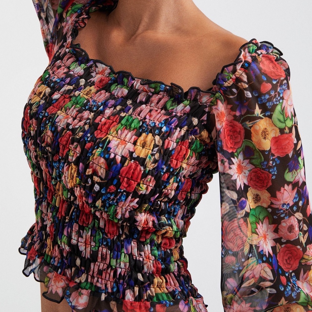 DESIGUAL Floral tulle t-shirt